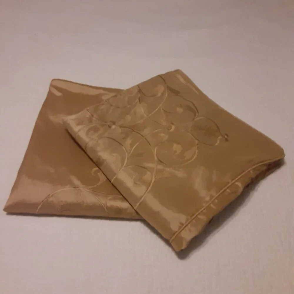 Gold Sateen Embroidered Pillow Shams x2